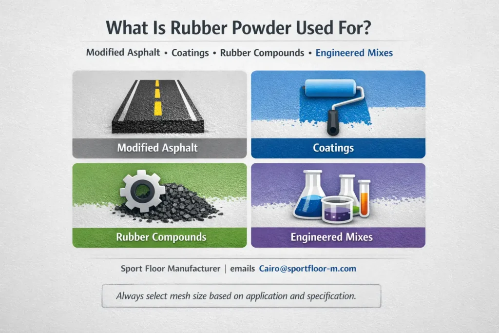 Rubber powder uses modified asphalt coatings rubber compounds engineered mixes