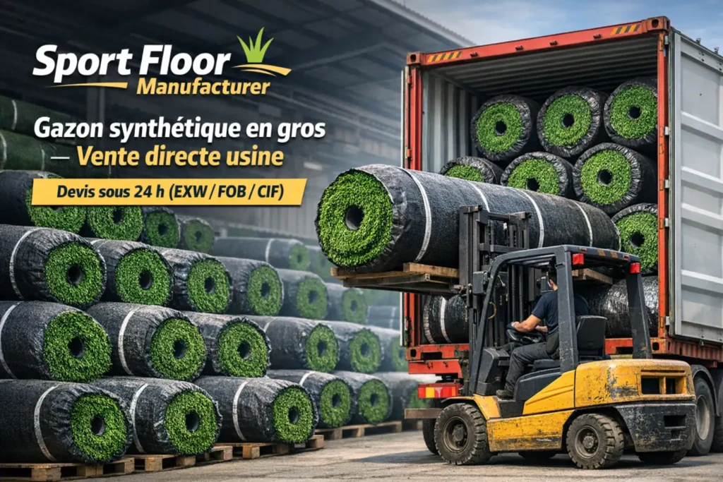 sport floor manufacturer gazon synthetique en gros vente directe usine Rouleaux de gazon synthétique en entrepôt pour commandes en gros chez Sport Floor Manufacturer