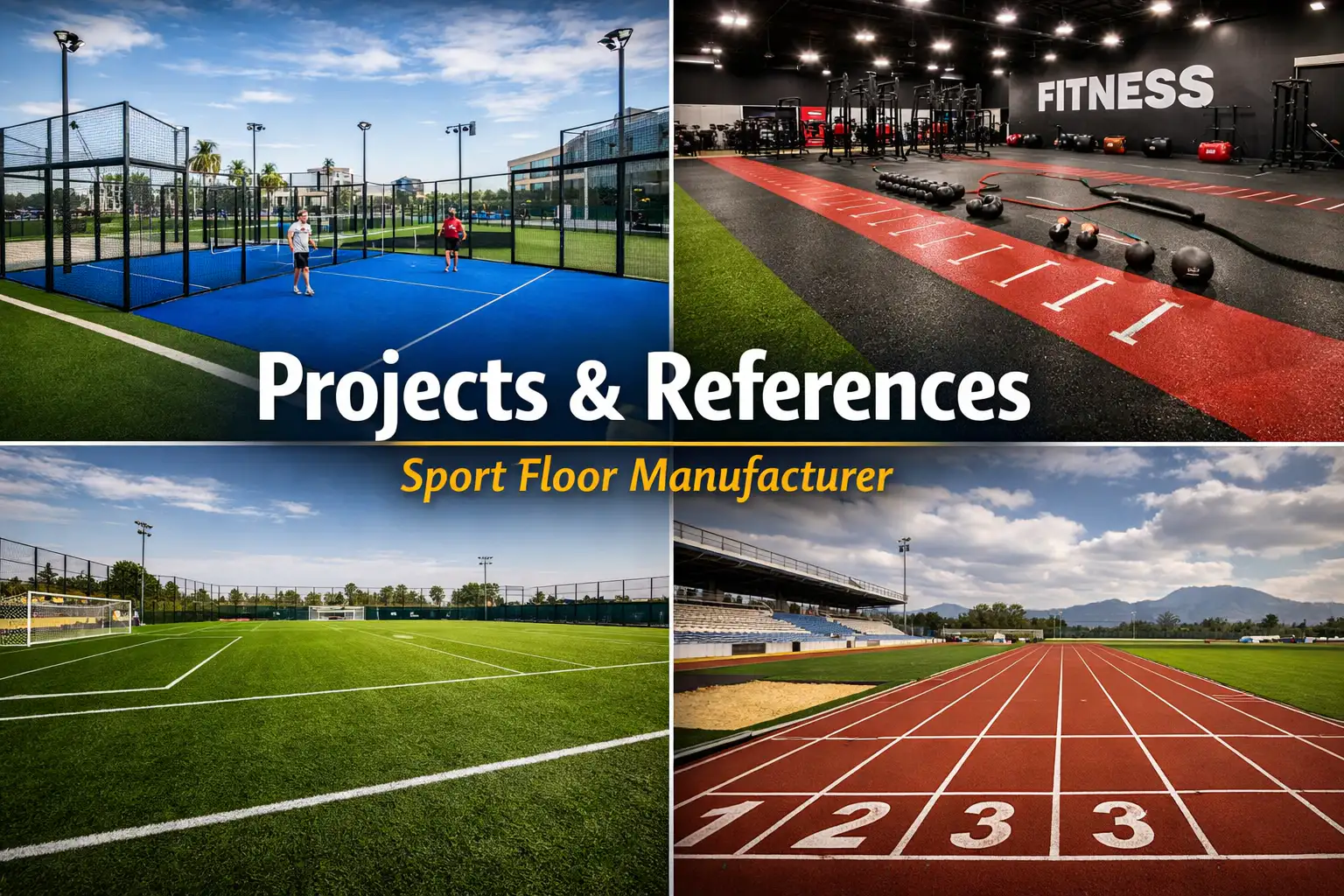 Sport Floor Manufacturer Completed Projects – Padel Courts, Rubber Flooring, Running Tracks, Artificial Grass Worldwide