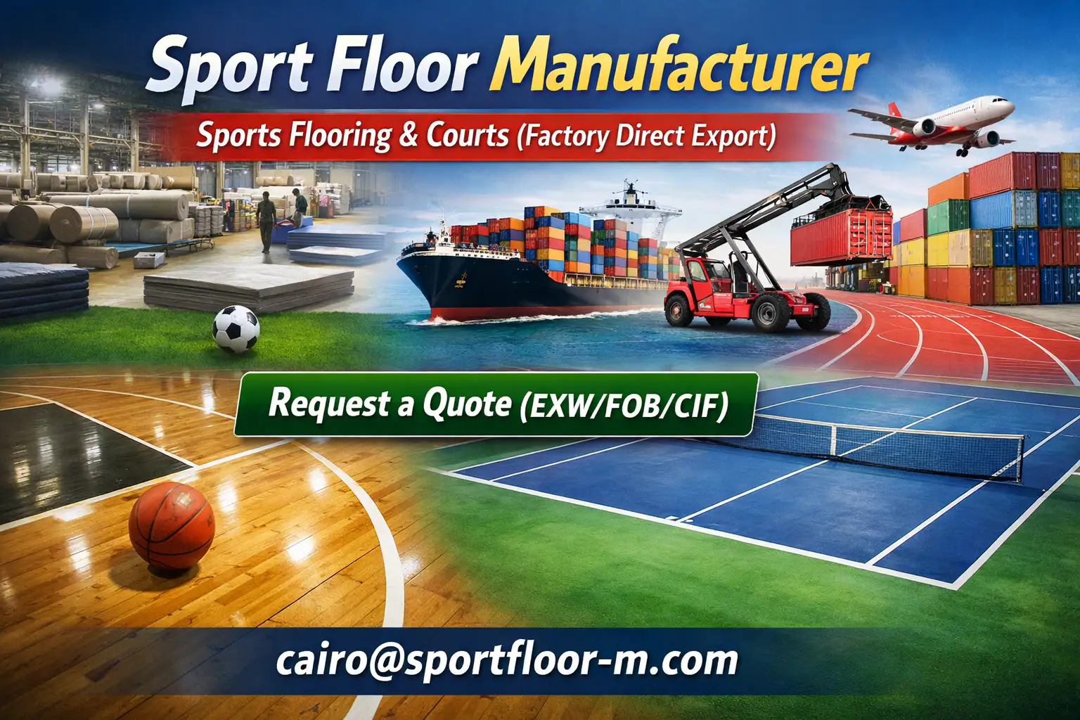 Sport Floor Manufacturer – Factory Direct Sports Flooring & Courts Global Export (EXW/FOB/CIF)