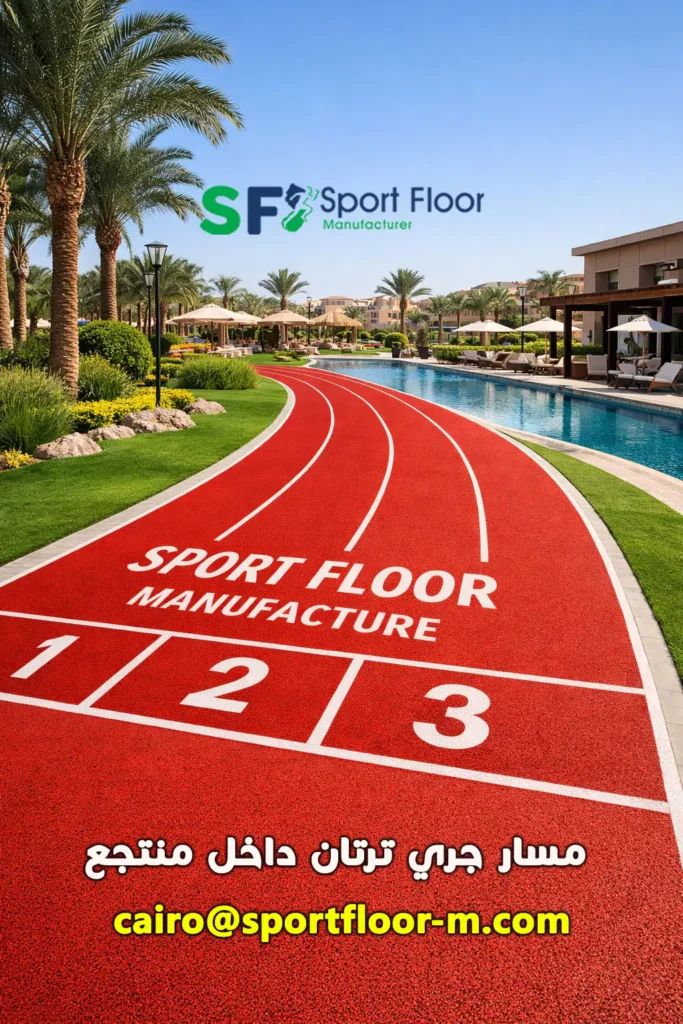 مسار جري ترتان داخل نادي أو منتجع من تنفيذ Sport Floor Manufacture