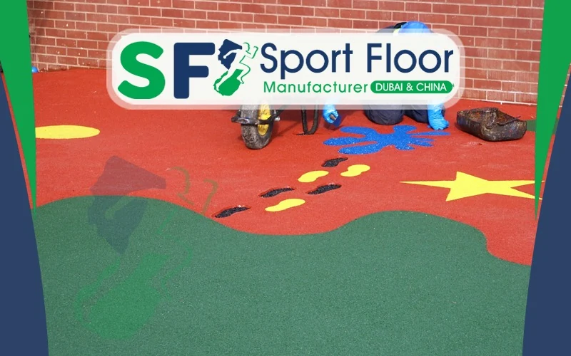 Colored EPDM granules for playground flooring designs