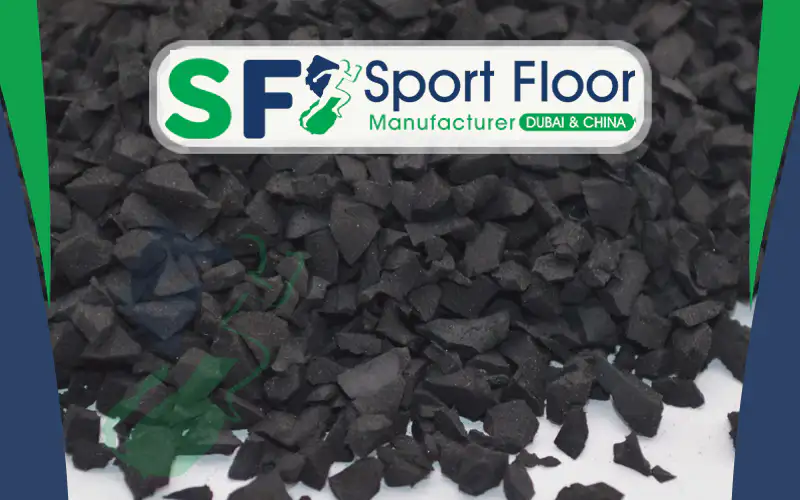 Coarse black SBR rubber granules close-up