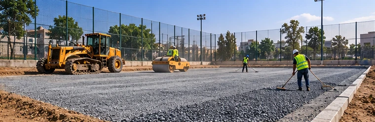 إنشاء ملعب كرة قدم وتجهيز أرضية الملعب