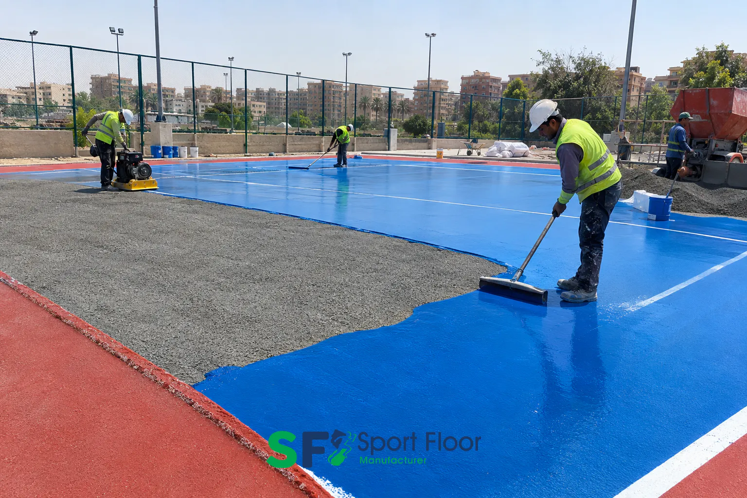 أعمال إنشاء وتجهيز الملاعب